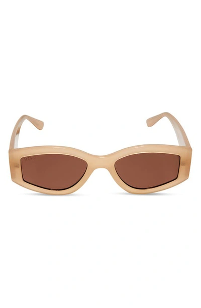 Diff 55mm Kai Slim Sunglasses In Milky Nude / Brown Lens.