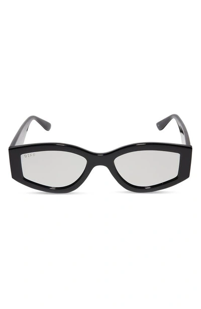Diff 55mm Kai Slim Sunglasses In Black Grey Mirror