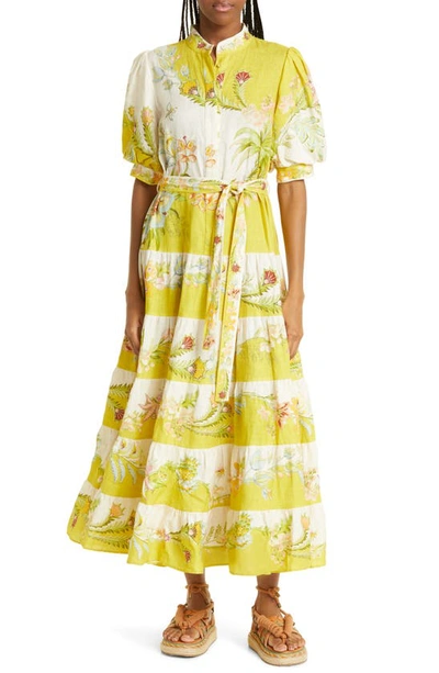 Alemais Ira Tiered Midi Dress In Yellow