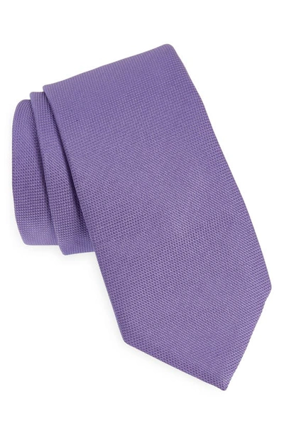Hugo Boss Solid Silk Tie In Light Purple