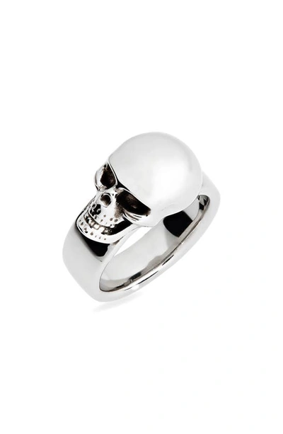 Alexander Mcqueen Small Skull Ring In Ant. Silver