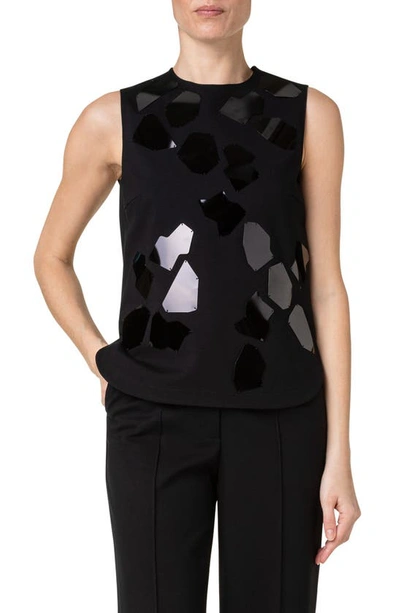 Akris Punto Jersey Top With Extra-large Sequin Details In Black