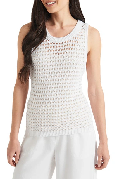 Splendid Asher Open Pointelle Sweater Tank Top In White