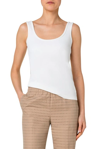 Akris Punto Signature Jersey Tank Top With Keyhole Back In Cream