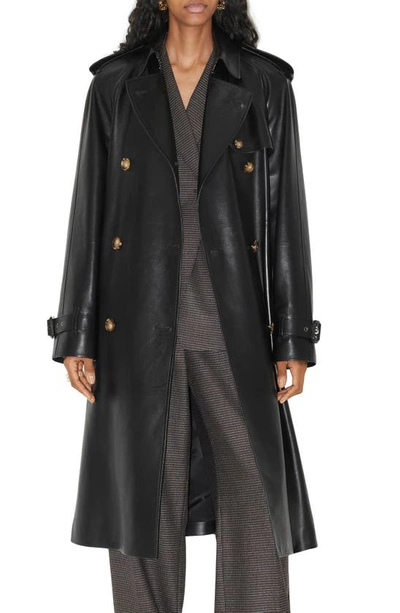 Burberry Harehope Belted Leather Trench Coat In New