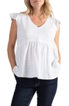 Cache Coeur Suzanne Maternity/nursing Top In White Embroidered