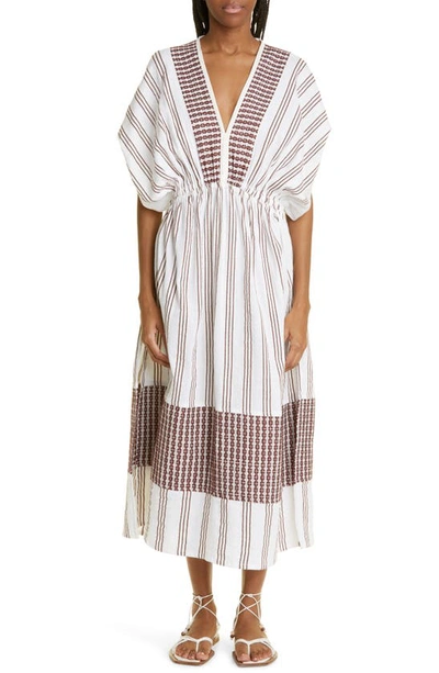 Lemlem Tigist Plunge Neck Cotton Dress In Earth