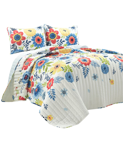 Lush Decor 3pc Cottage Core Reversible Oversized Quilt Set In Navy