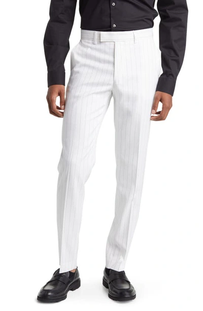 Topman Slim Leg Stripe Suit Pants-white
