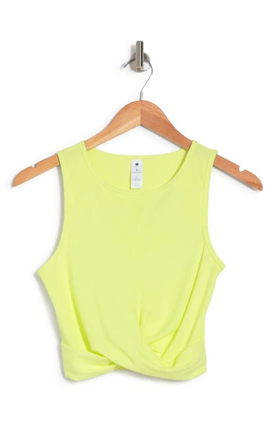Yogalicious Soft Rib Twist Sleeveless Top In Sunny Lime