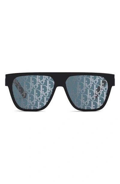Dior B23 S3i Geometric Sunglasses, 57 Mm In Black Blue Mirror