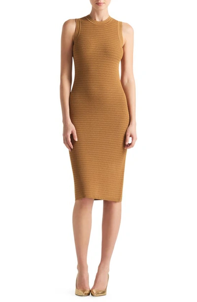 St John Sleeveless Knit Midi Dress In Caramel