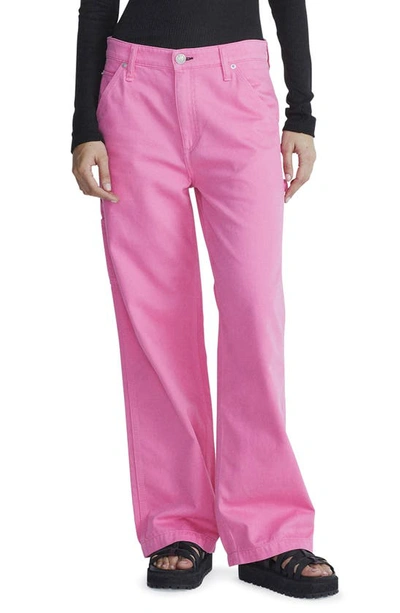 Rag & Bone Sid Carpenter High Rise Wide Leg Jeans In Bright Pink