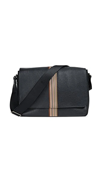 Paul Smith Multistripe Webbing Messenger In Black