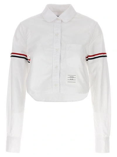 Thom Browne 4-bar Cropped Cotton Shirt In Multi-colored