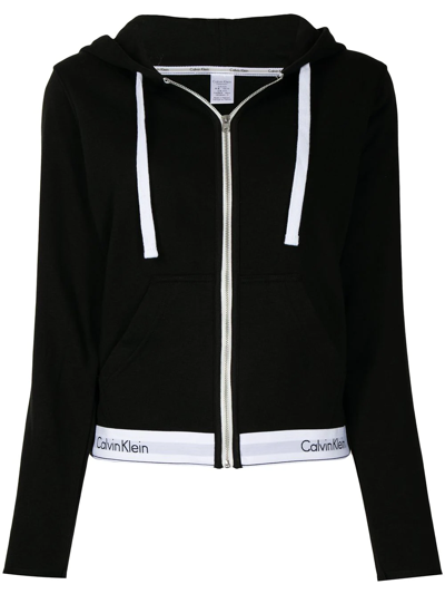 Calvin Klein Underwear Logo-print Waistband Hoodie In Black