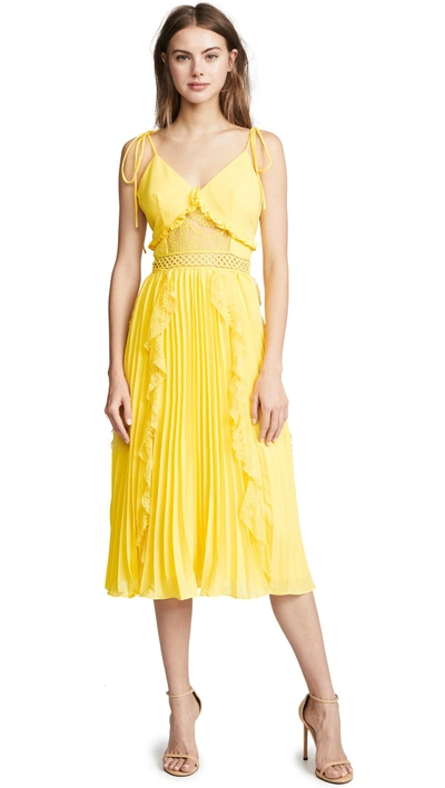 Glamorous Ruffled Pleats Dress In Yellow