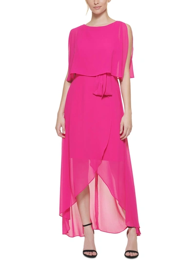 Jessica Howard Petites Womens Belted Popover Evening Dress In Pink