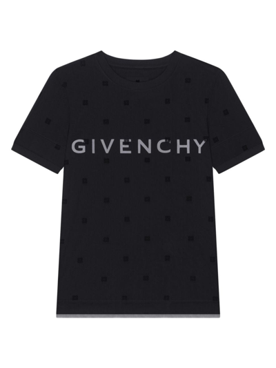 Givenchy Double Layered Fitted T-shirt In Cotton With 4g Tulle In Black