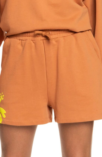Roxy X Kate Bosworth Organic Cotton Fleece Shorts In Sunburn