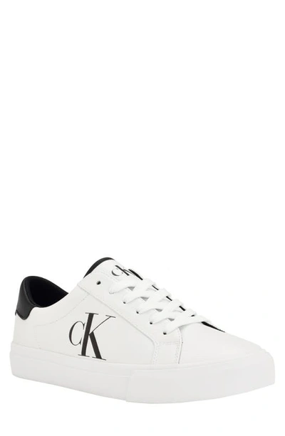 Calvin Klein Men's Rex Lace-up Slip-on Sneakers Men's Shoes In White/navy