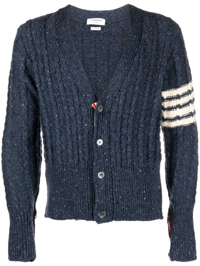 Thom Browne Twist Wool Cable-knit Cardigan In Blue