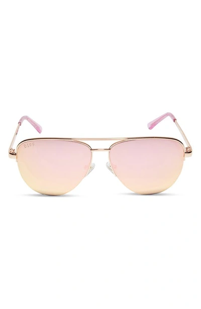 Diff 59mm August Aviator Sunglasses In Champagne Cherry Blossom Lens