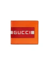 Gucci Orange Canvas Stripe Leather Wallet