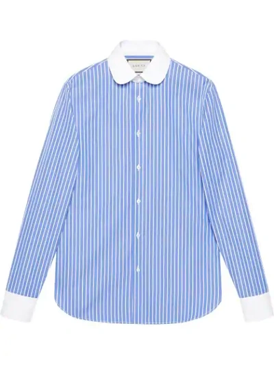 Gucci Striped Cotton Shirt In Blue