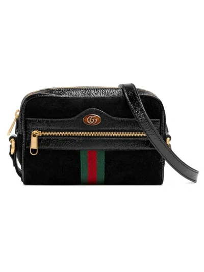 Gucci Ophidia Small Suede & Leather Crossbody Bag In Nero/ Nero/ Vert Red Vert