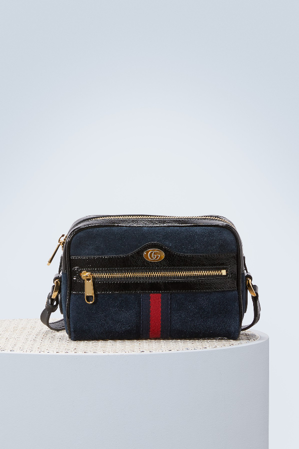 Gucci Ophidia Small Suede & Leather Crossbody Bag - Black In Navy | ModeSens