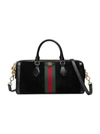 Gucci Ophidia Patent Leather-trimmed Suede Tote In Black