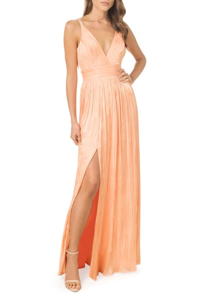 Dress The Population Danae Peach Gown In Orange
