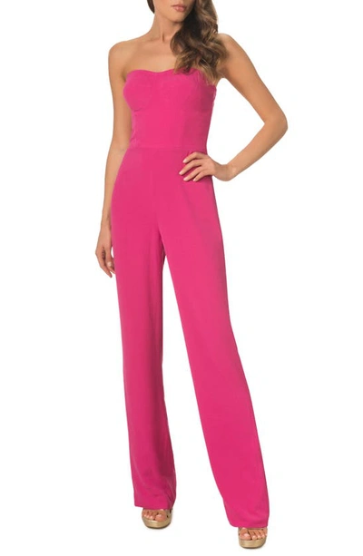 Dress The Population Preston Bright Fuchsia Jumpsuit In Pink