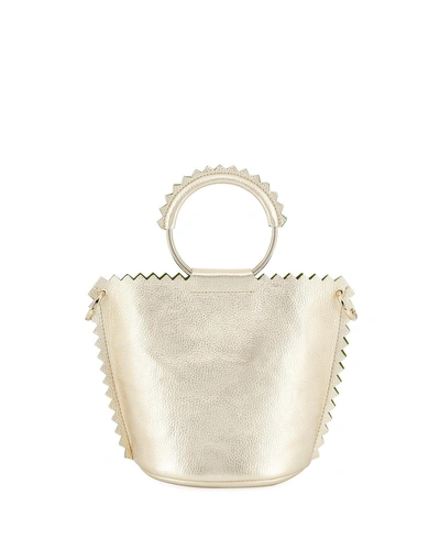 Sara Battaglia Helen Metallic Leather Bucket Bag In Gold