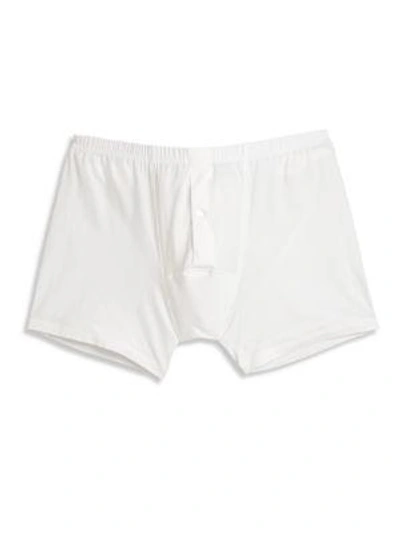 Hanro Men's Cotton Sensation Long-leg Boxer Briefs In White