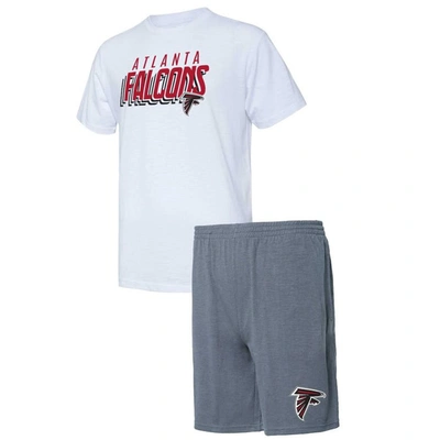 Concepts Sport Men's  Charcoal, White Alabama Crimson Tide Downfield T-shirt And Shorts Set In Charcoal,white