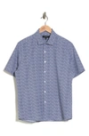 Westzeroone Bowfin Short Sleeve Button-up Shirt In Blue/ White