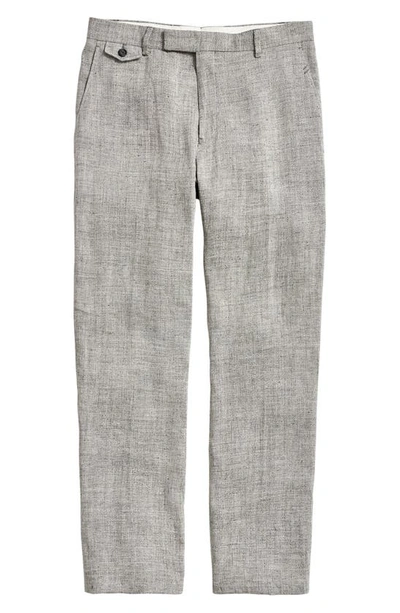 Billy Reid Flat Front Linen Trousers In Grey