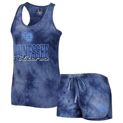 Concepts Sport Navy Tennessee Titans Billboard Scoop Neck Racerback Tank And Shorts Sleep Set