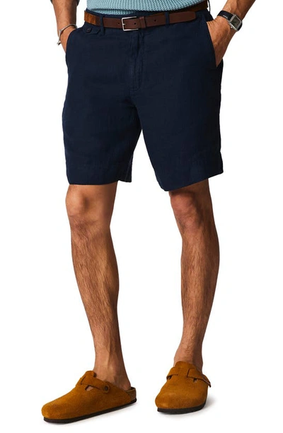 Billy Reid Moore Linen Shorts In Carbon Blue