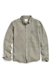 Billy Reid Tuscumbia Standard Fit Linen Button-down Shirt In Slate Green