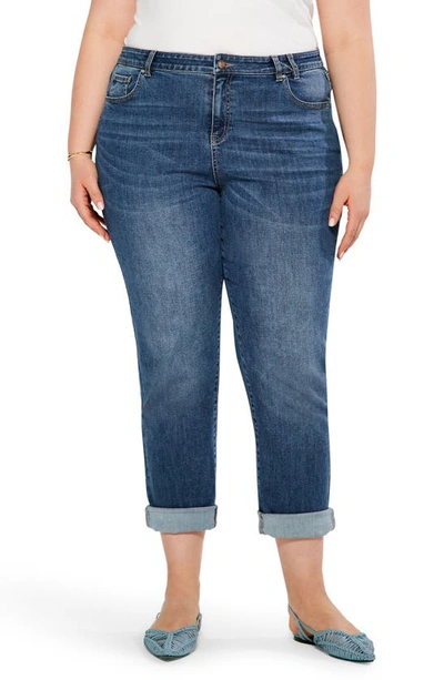 Nic + Zoe Cuffed Straight Leg Girlfriend Jeans In Atlantic