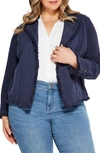 Nic + Zoe Fringe Mix Knit Jacket In Navy