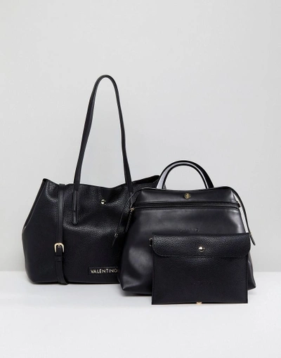 Valentino By Mario Valentino Slouchy 3 In 1 Tote Bag In Black - Black