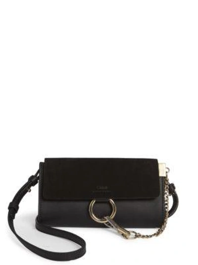 Chloé Mini Faye Leather & Suede Bag In Black