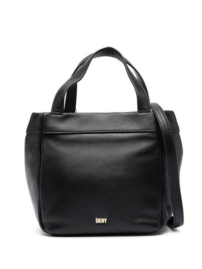 Dkny Logo-plaque Leather Crossbody Bag In Black