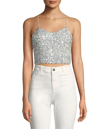 Ao.la Archer Embellished Cropped Cami Top In Silver