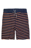 Appaman Kids' Stripe Drawstring Camp Shorts In Tangerine Stripe