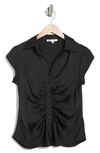 Dr2 By Daniel Rainn Ruched Satin Blouse In Black